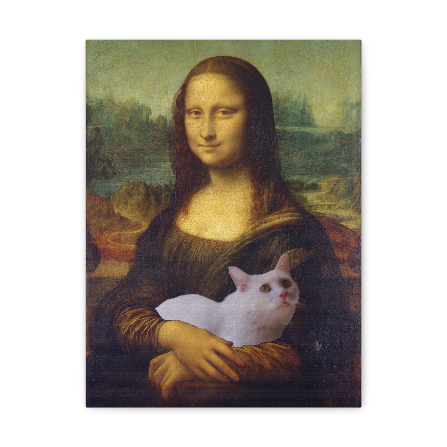 White Cat - Mona Lisa by Leonardo da Vinci