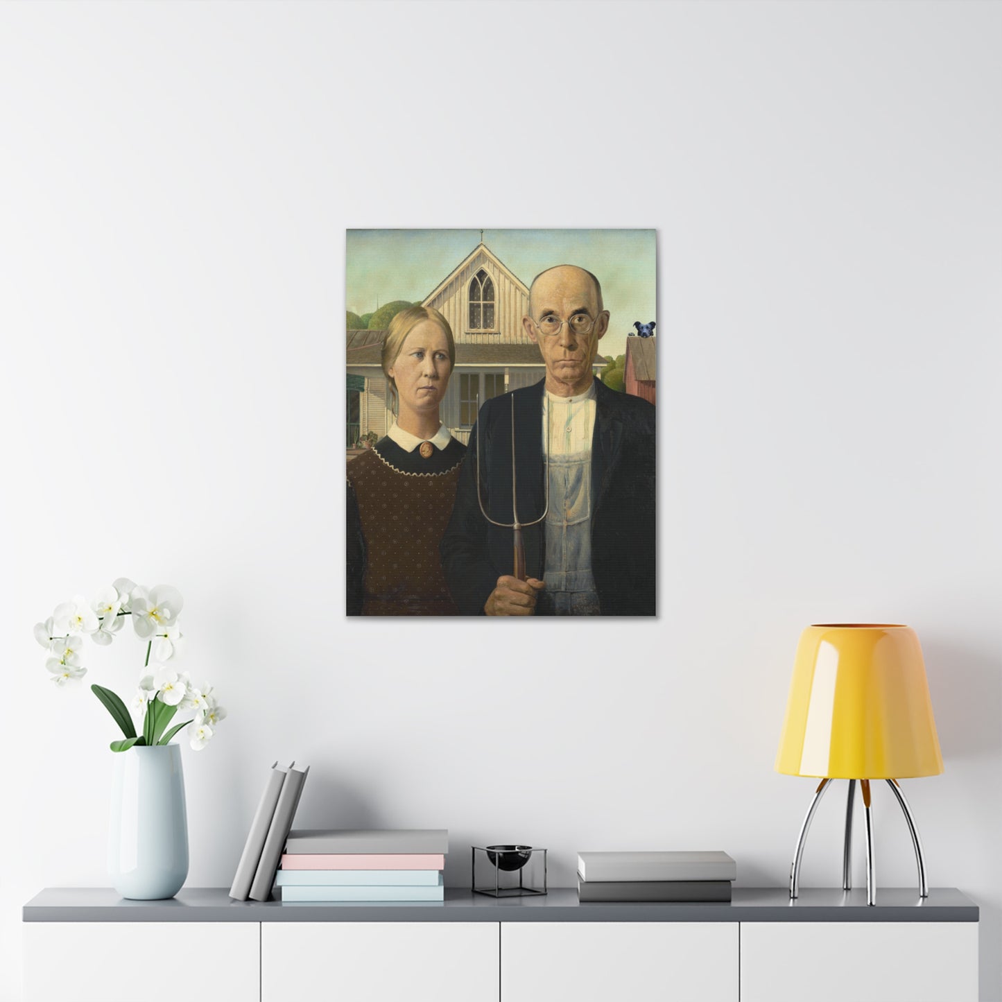 Pitbull - American Gothic by Grant Wood